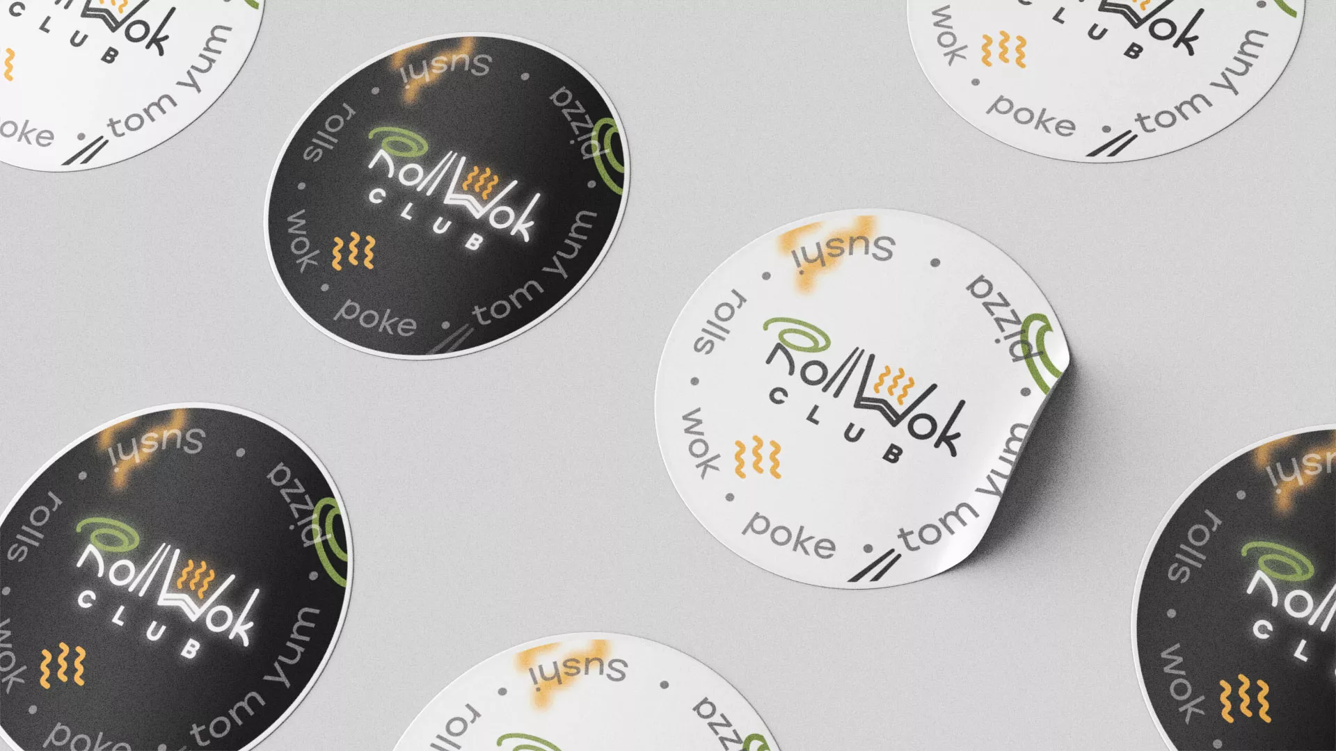 Разработка наклеек для суши-бара «Roll Wok Club» в Кондопоге